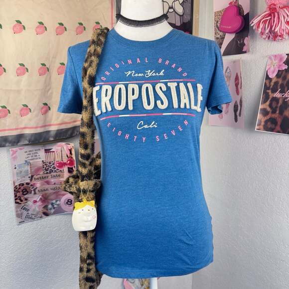 Aeropostale Tops - Aeropostale Classic Crew Graphic T-Shirt Blue Size Small